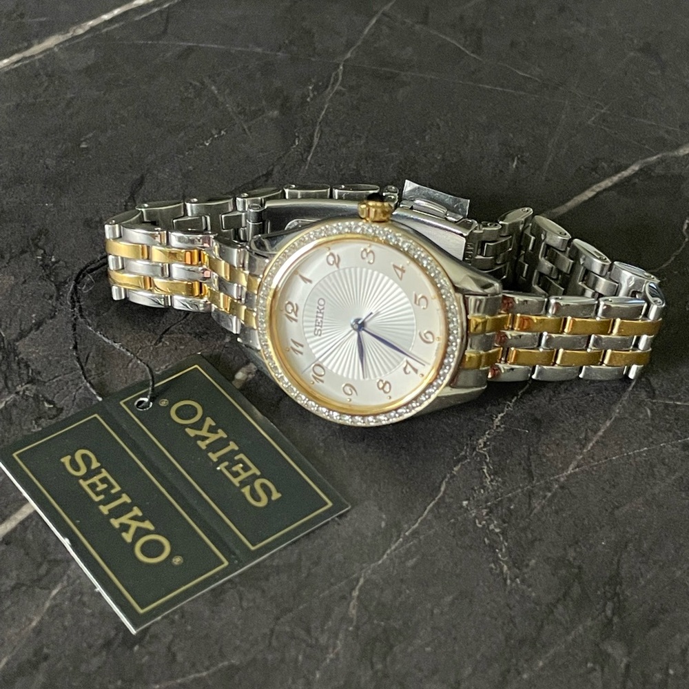 Seiko Silver & Gold Two-Toned Women’s Watch - Crystal & Quartz NWT